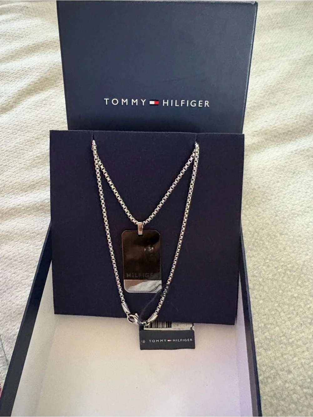 Tommy Hilfiger Double-Layer Stainless Steel Dog Tag Necklace - Black & Silver